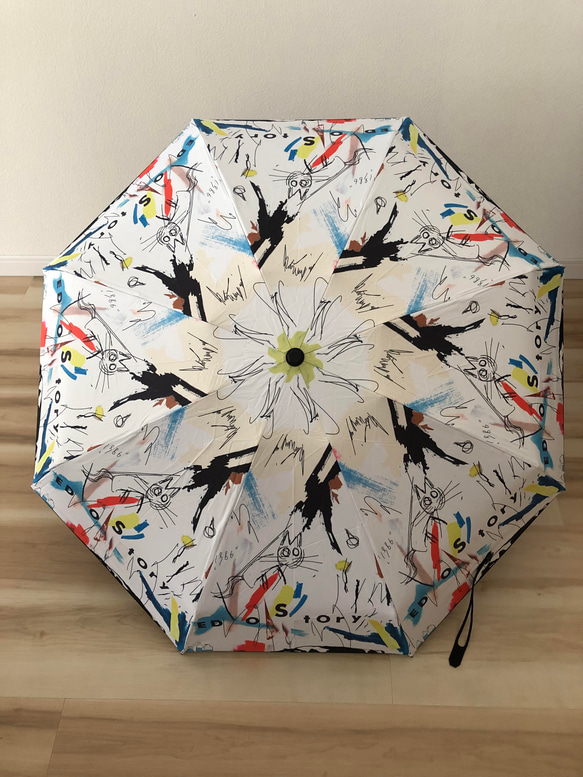 日傘 雨傘 折りたたみ傘 晴雨兼用 UVカット 紫外線対策 ホワイト マルチカラー A6 3枚目の画像