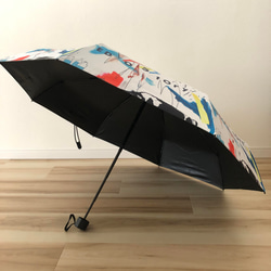 日傘 雨傘 折りたたみ傘 晴雨兼用 UVカット 紫外線対策 ホワイト マルチカラー A6 2枚目の画像