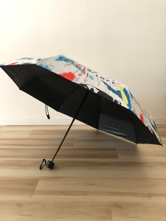 日傘 雨傘 折りたたみ傘 晴雨兼用 UVカット 紫外線対策 ホワイト マルチカラー A6 2枚目の画像