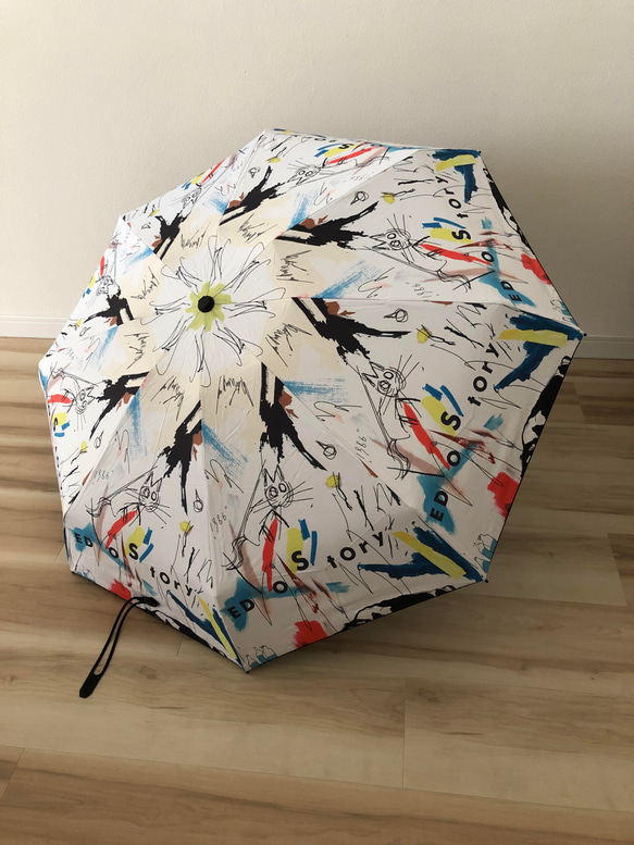 日傘 雨傘 折りたたみ傘 晴雨兼用 UVカット 紫外線対策 ホワイト マルチカラー A6 1枚目の画像