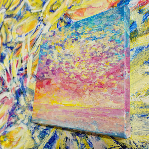 Nさま専用（原画）虹色の空と海【A5サイズ／水彩画／#2437】 Earth【原画】虹色の空と海〜うららかな春 絵画 Apple Tea 通販