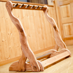 【24時間以内に発送】手作り木工　木製ギタースタンド （チーク）６本掛け 11枚目の画像