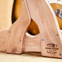 【24時間以内に発送】手作り木工　木製ギタースタンド （チーク）６本掛け 7枚目の画像
