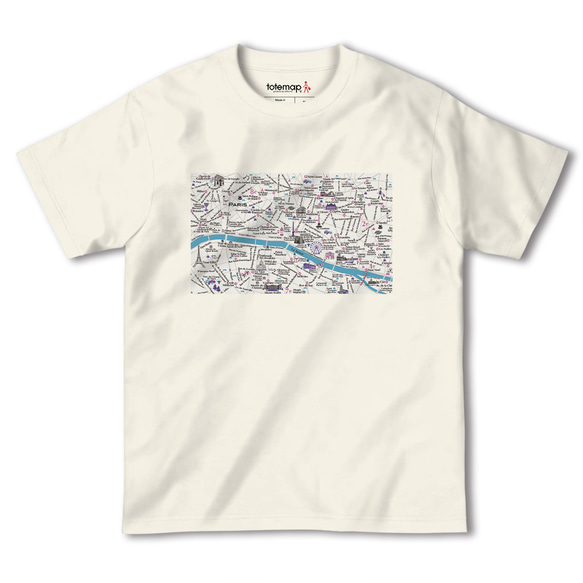 map-T パリ（フランス）地図 半袖Tシャツ 5枚目の画像