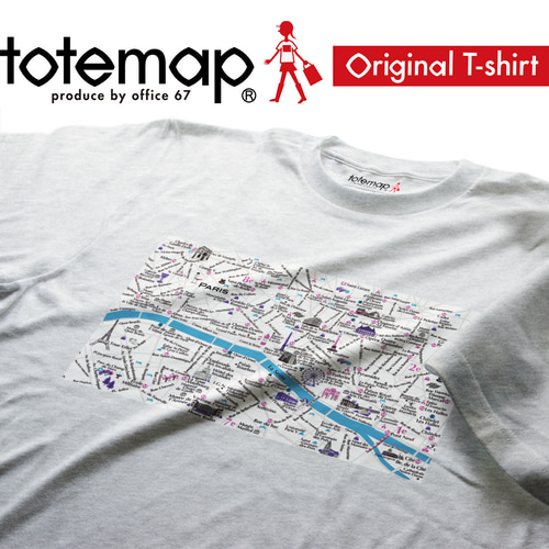 map-T パリ（フランス）地図 半袖Tシャツ Tシャツ totemap 通販