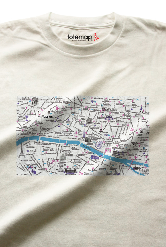 map-T パリ（フランス）地図 半袖Tシャツ 9枚目の画像