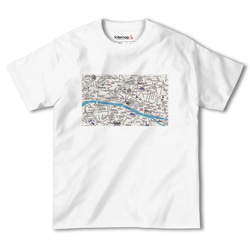 map-T パリ（フランス）地図 半袖Tシャツ 2枚目の画像