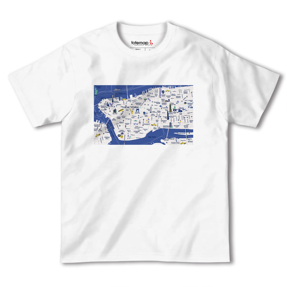 map-T ニューヨーク（アメリカ）地図 半袖Tシャツ 2枚目の画像