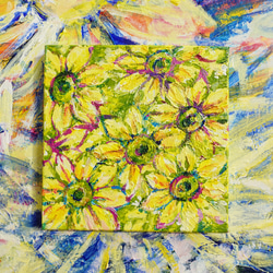 受注制作 太陽みたいなひまわりの絵 絵画 むらいさき 通販