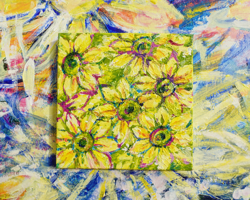 受注制作 太陽みたいなひまわりの絵 絵画 むらいさき 通販