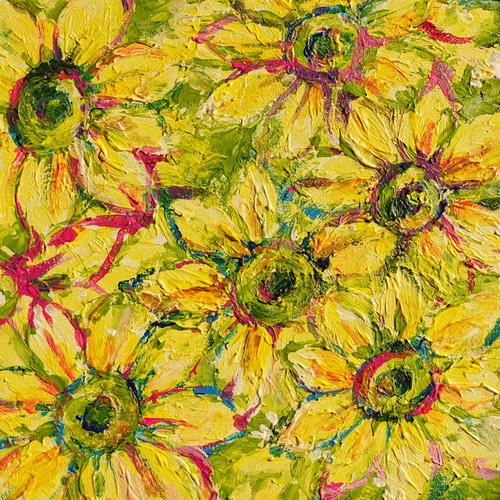 受注制作 太陽みたいなひまわりの絵 絵画 むらいさき 通販