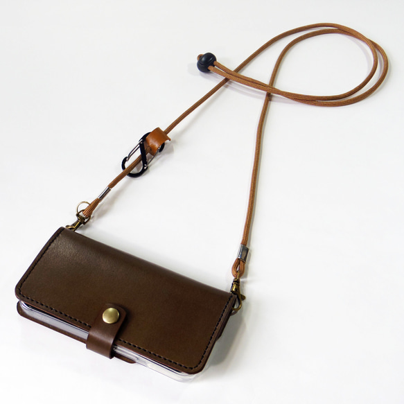 ショルダーストラップ パラコード カラビナ スマホショルダー ブラウン