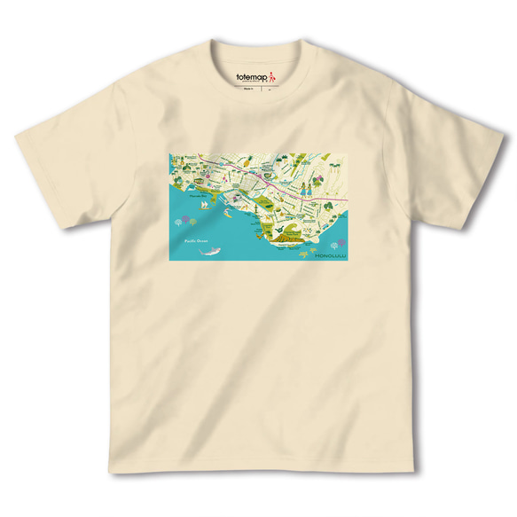 map-T ホノルル（ハワイ）地図 半袖Tシャツ 5枚目の画像