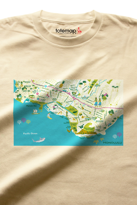 map-T ホノルル（ハワイ）地図 半袖Tシャツ 9枚目の画像