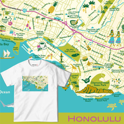 map-T ホノルル（ハワイ）地図 半袖Tシャツ 1枚目の画像