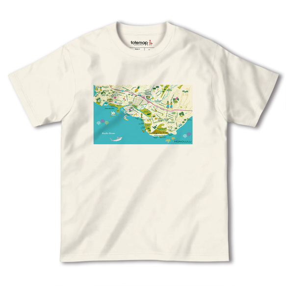 map-T ホノルル（ハワイ）地図 半袖Tシャツ 4枚目の画像