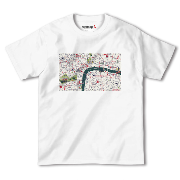 map-T ロンドン2（イギリス）地図 半袖Tシャツ 2枚目の画像