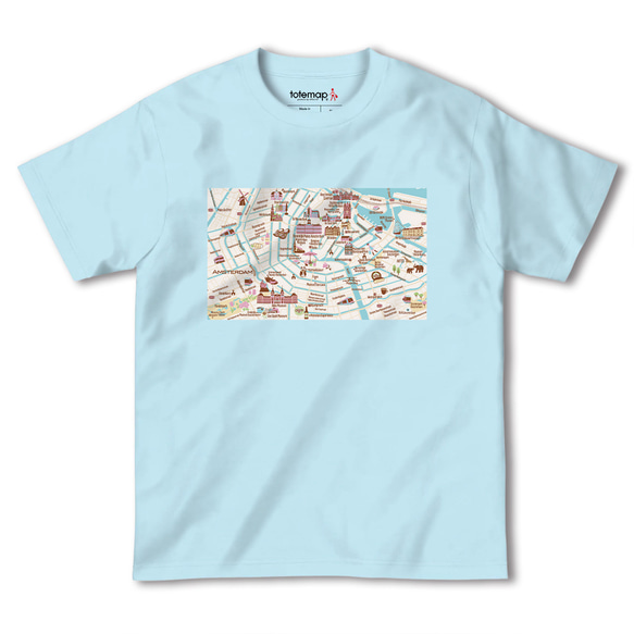 map-T アムステルダム（オランダ）地図 半袖Tシャツ 7枚目の画像