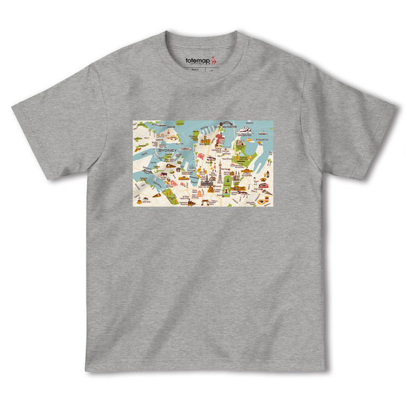 map-T シドニー（オーストラリア）地図 半袖Tシャツ 4枚目の画像