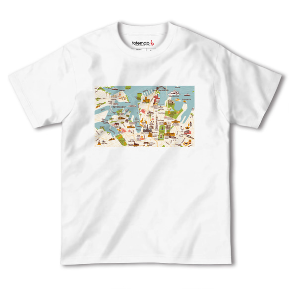 map-T シドニー（オーストラリア）地図 半袖Tシャツ 2枚目の画像