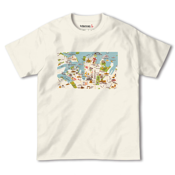 map-T シドニー（オーストラリア）地図 半袖Tシャツ 5枚目の画像
