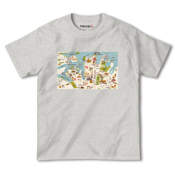 map-T シドニー（オーストラリア）地図 半袖Tシャツ 3枚目の画像