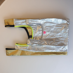 SML/パリッと華やかなタイベックシルバーのエコバッグ／マチ広たっぷり撥水素材デュポン社製タイベック✨ 16枚目の画像