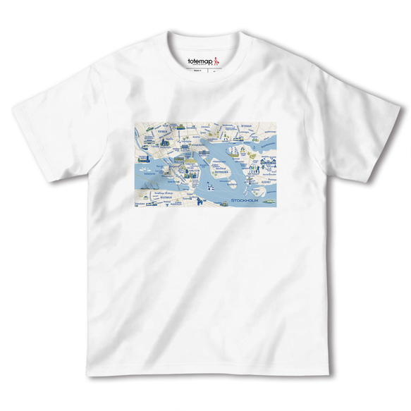 map-T ストックホルム（スエーデン）地図 半袖Tシャツ 2枚目の画像