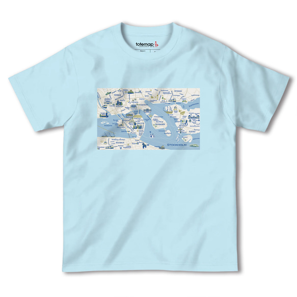 map-T ストックホルム（スエーデン）地図 半袖Tシャツ 7枚目の画像