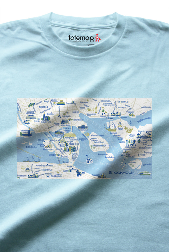 map-T ストックホルム（スエーデン）地図 半袖Tシャツ 9枚目の画像