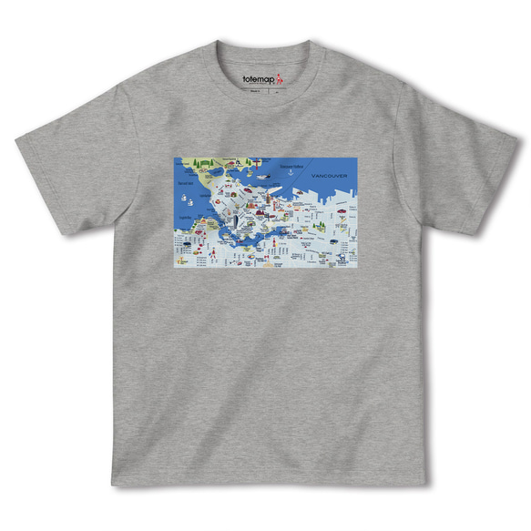 map-T バンクーバー（カナダ）地図 半袖Tシャツ 5枚目の画像