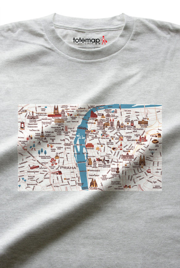 map-T プラハ（チェコ）地図 半袖Tシャツ 10枚目の画像