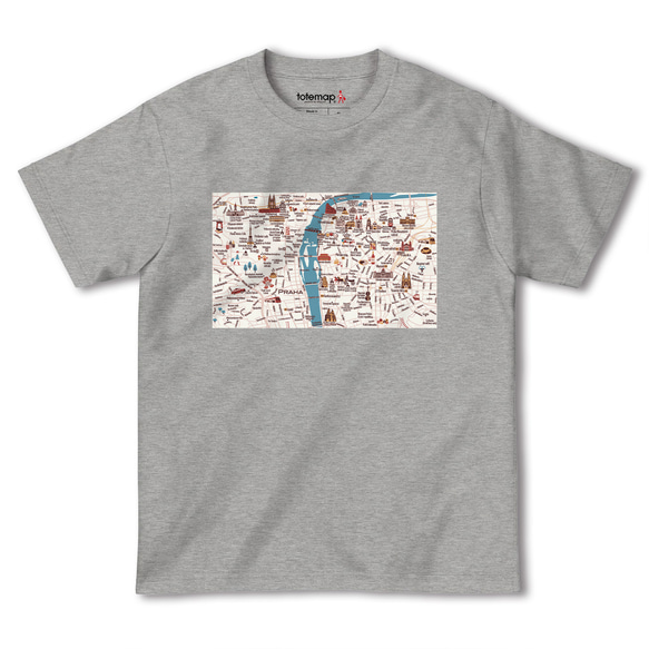 map-T プラハ（チェコ）地図 半袖Tシャツ 4枚目の画像