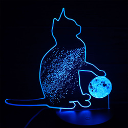 ☆猫と星空と月 光る16色 LEDルームライト リモコン フロアライト 1枚目の画像