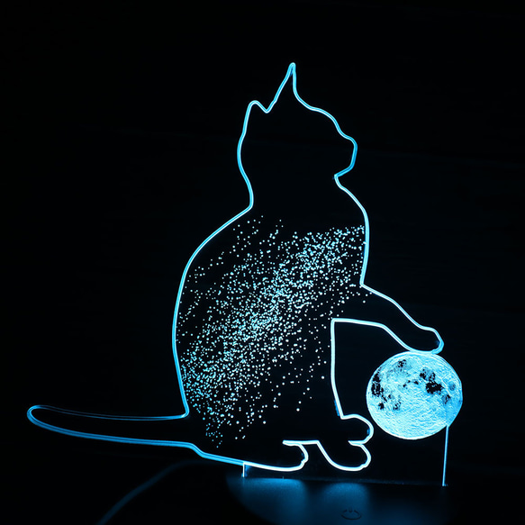 ☆猫と星空と月 光る16色 LEDルームライト リモコン フロアライト 14枚目の画像