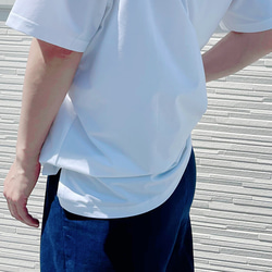 【再販】冷感シルク混ビッグシルエットボーイフレンドTシャツカットソー（白/黒）22007 10枚目の画像