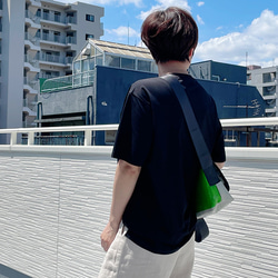 【再販】冷感シルク混ビッグシルエットボーイフレンドTシャツカットソー（白/黒）22007 4枚目の画像