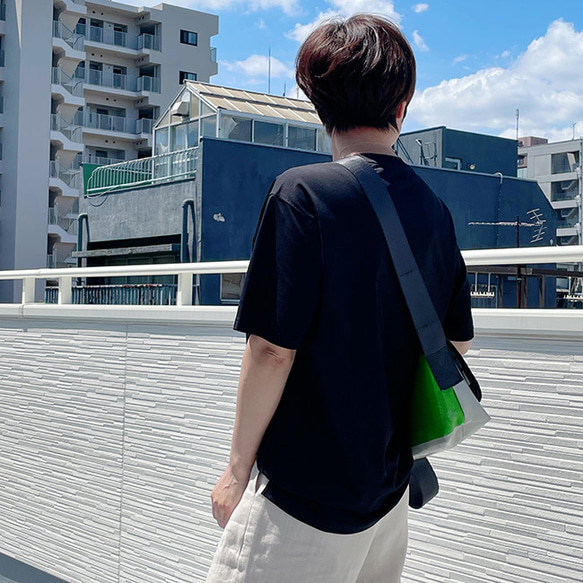 【再販】冷感シルク混ビッグシルエットボーイフレンドTシャツカットソー（白/黒）22007 4枚目の画像