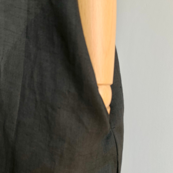 ハイネック　ワンピース【送料無料】着物リメイク　フレンチスリーブ　ブラック 7枚目の画像