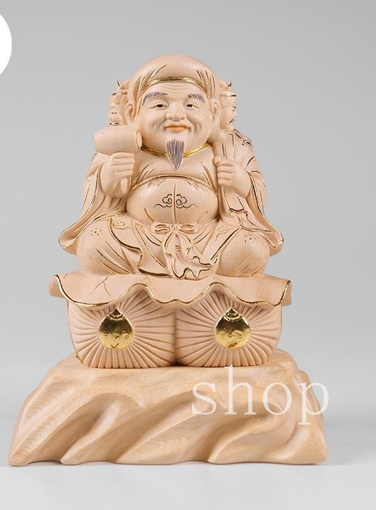 【修縁堂】精彫造像 大黒天 木彫仏像 精密彫刻 大黒様 仏教美術品 MD523『大黒天』仏教美術 ヒノキ製高級木彫り細密彫刻・木彫仏像