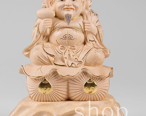 MD523『大黒天』仏教美術 ヒノキ製高級木彫り細密彫刻・木彫仏像