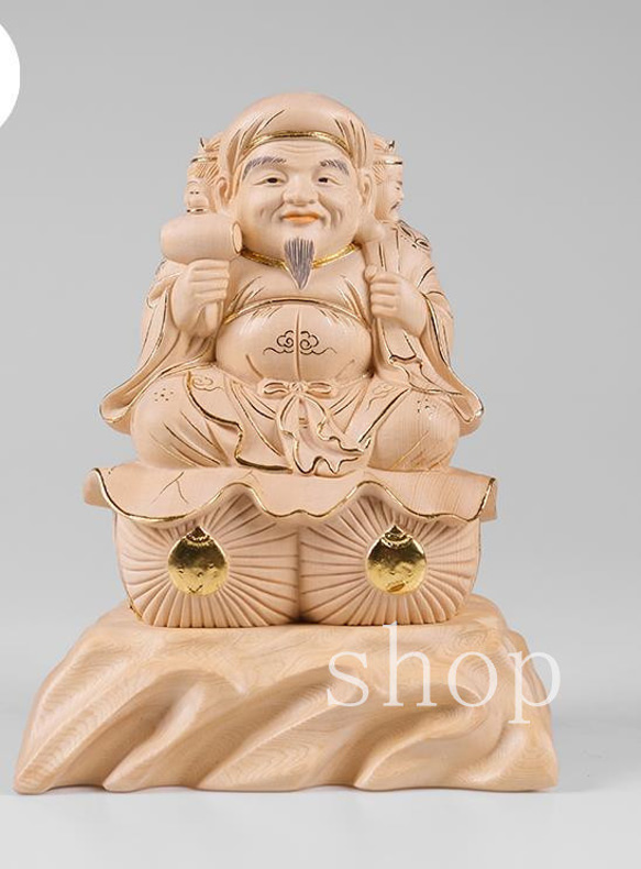 送料無料 江戸時代 提げ物 木彫り大黒様根付 高さ5cm 仏教美術