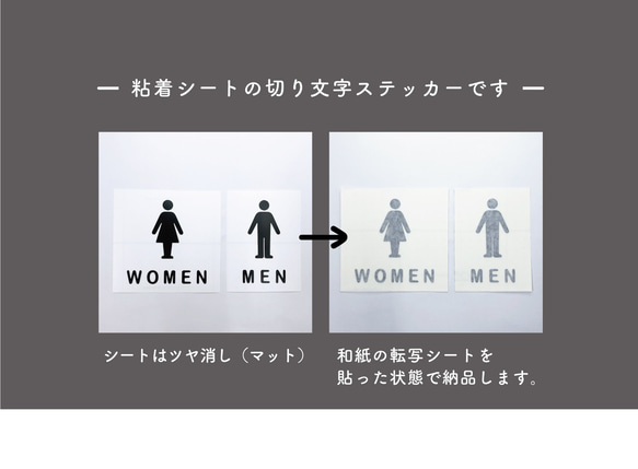 ［2枚セット］トイレピクト（women/men）サインステッカー 黒or白 4枚目の画像