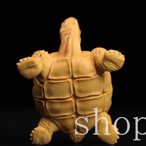 MD531【極上の木彫】亀*手作り*鎮宅辟邪*黄楊木*木彫り*置物*工芸品