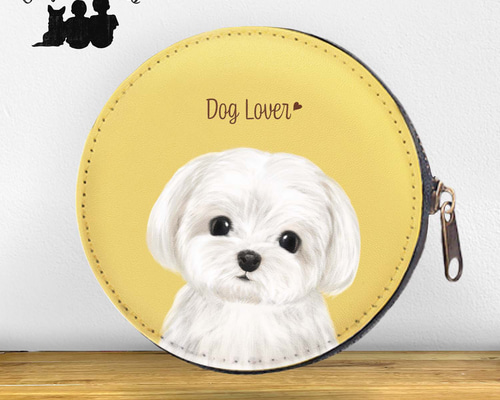 マルチーズ 水彩画風 毛色1色 】 パステルカラー コインケース お散歩  