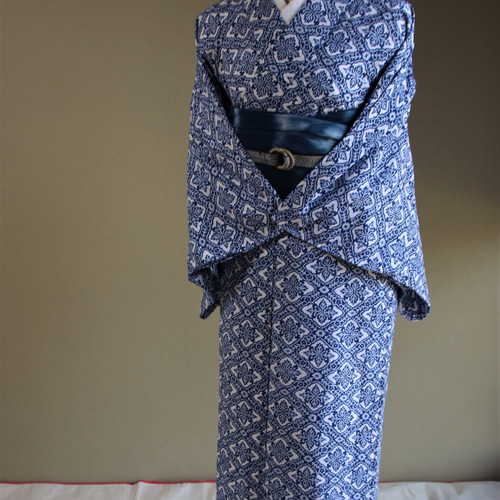超美品　綿紬　本染浴衣　浴衣 着物　夏物　160cm 　トール　紺　水色 超美品 綿紬 本染浴衣 浴衣 着物 夏物 160cm トール 紺 水色 超美品 綿