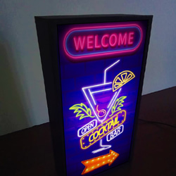 ウェルカム カクテル BAR パブ スナック 酒 カフェ サイン ランプ 看板 置物 玩具 雑貨 LEDライトBOX 2枚目の画像