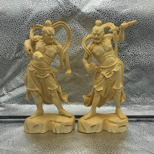 極上の木彫】金刚力士 仁王像 実木彫刻 鎮宅辟邪 木彫仏像 彫刻