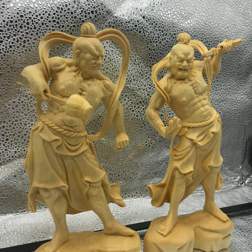 極上の木彫】金刚力士 仁王像 実木彫刻 鎮宅辟邪 木彫仏像 彫刻