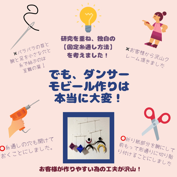 【製作キット】ムナリ八面体ダンサーモビール3セット 10枚目の画像